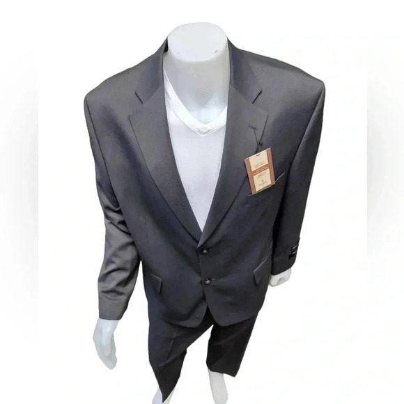 Haggar 100% Wool Charcoal 2 Piece  Suit Size 46 S/P - Picture 3 of 14